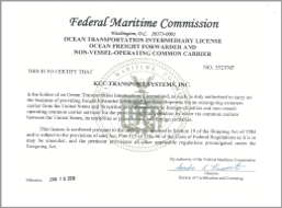 FMC OTI License — NVOCC